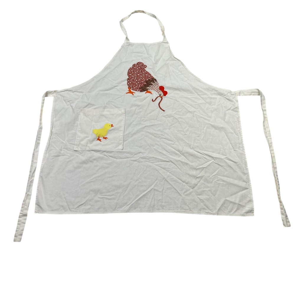Handmade Bib Apron Chicken Hen Chick Patchwork Applique Farmhouse VTG Retro